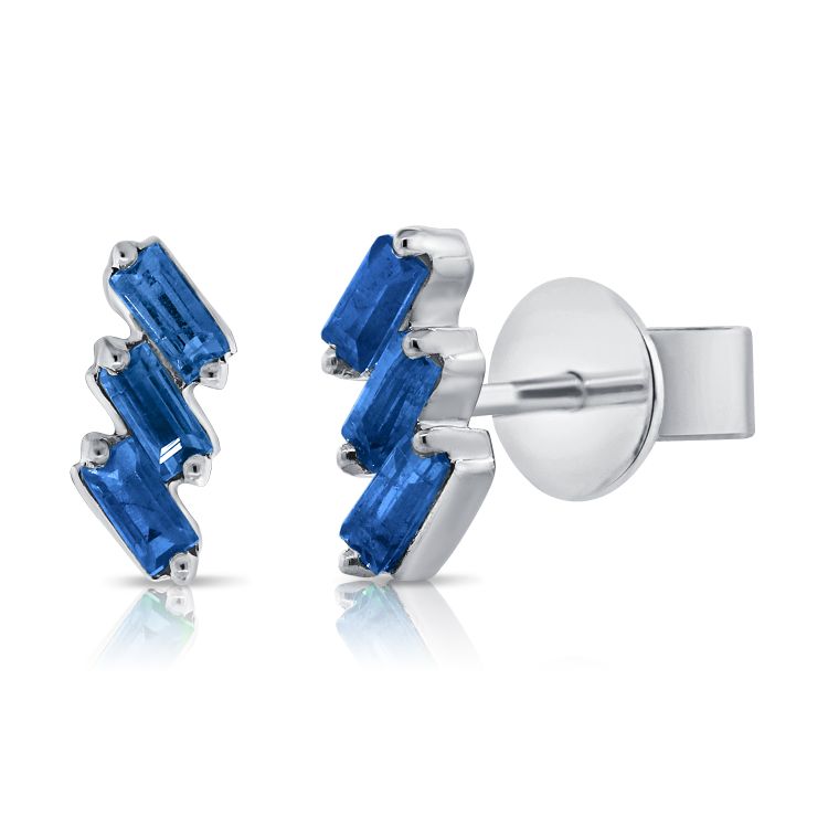 Stacked Sapphire Baguette Stud