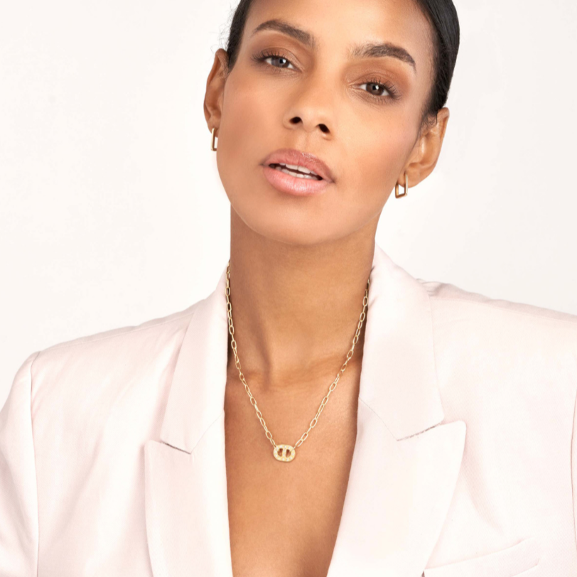 Diamond Mariner Charm On a Paperclip Chain Necklace