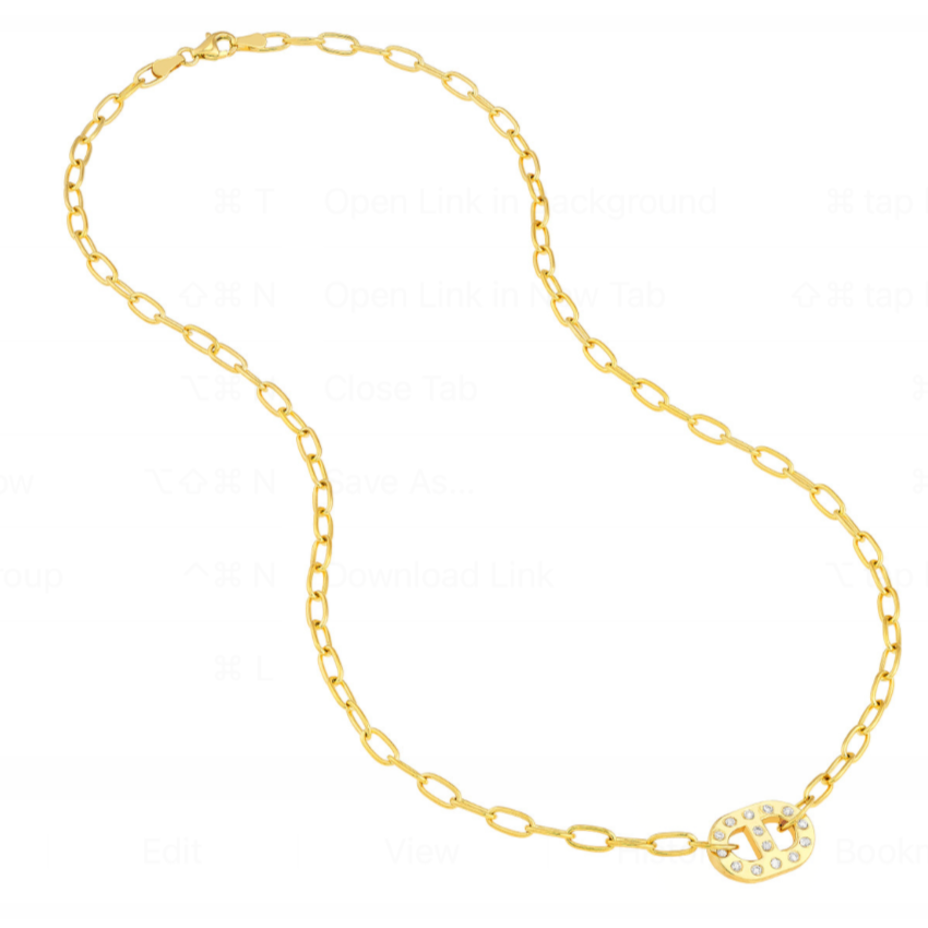 Diamond Mariner Charm On a Paperclip Chain Necklace