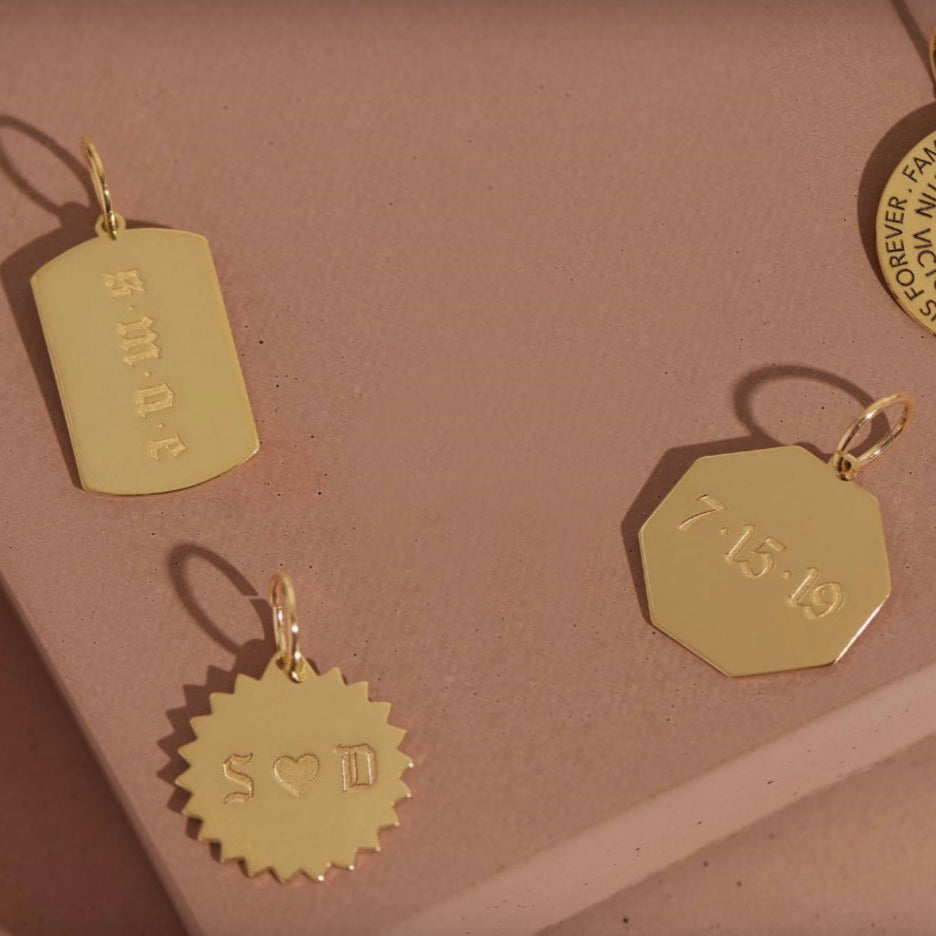 Jagged Circle Charm - Engravable