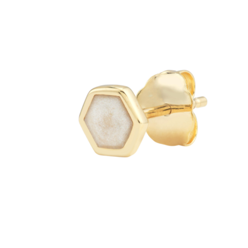 Mother of Pearl Enamel Hexagon Stud
