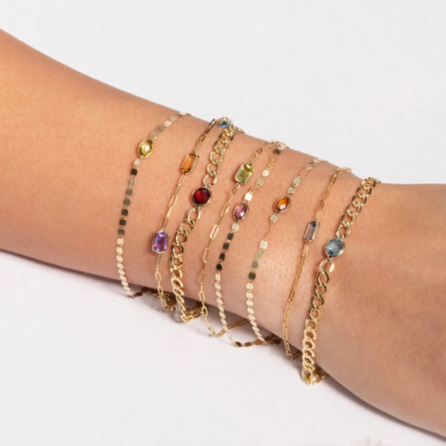 Blue Topaz Paperclip Chain Bracelet