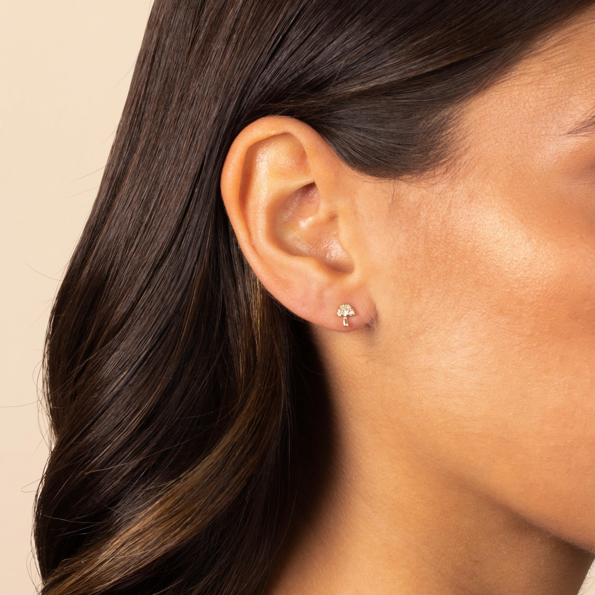 Diamond Pave Mushroom Stud