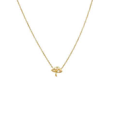 Scattered Diamond Mushroom Pendant Necklace