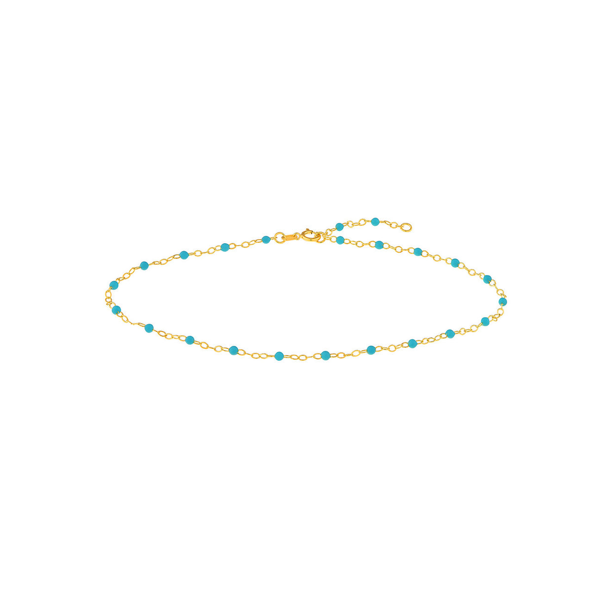 Enamel Bead Piatto Chain Anklet - Various Colors