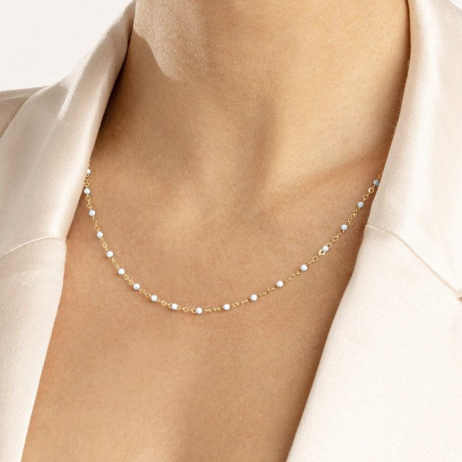 Enamel Bead Piatto Chain Necklace - Various Colors