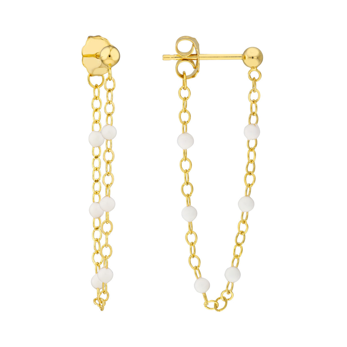 Enamel Bead Chain Drop Earrings - Various Colors
