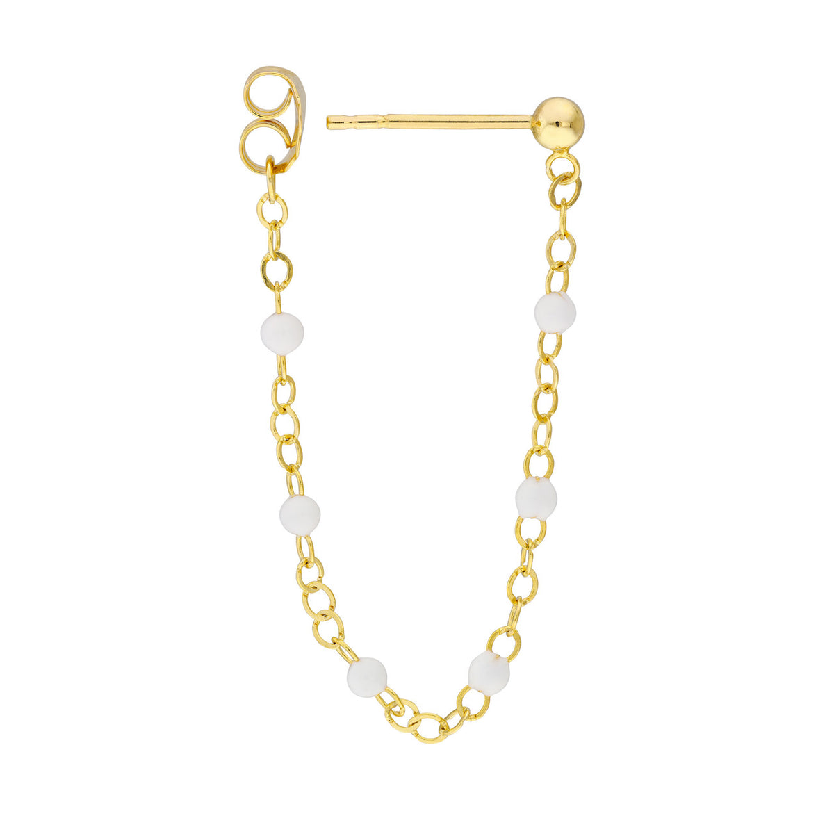 Enamel Bead Chain Drop Earrings - Various Colors