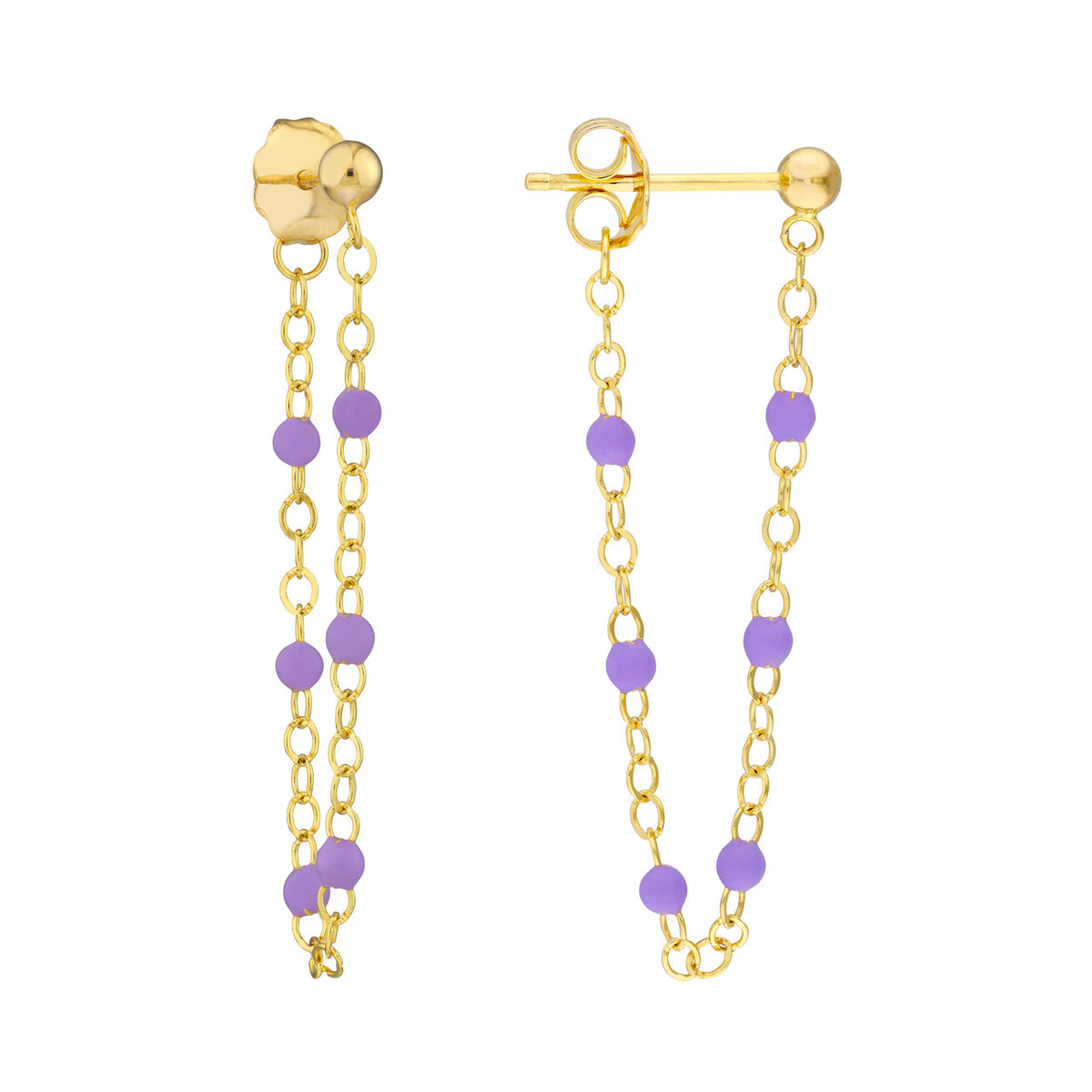 Enamel Bead Chain Drop Earrings - Various Colors