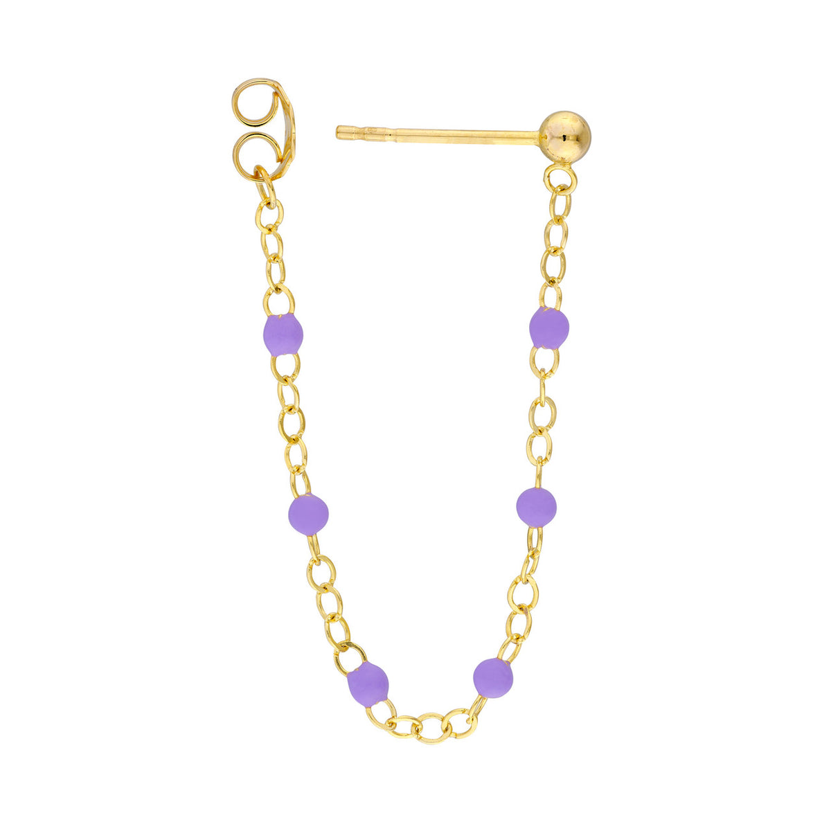 Enamel Bead Chain Drop Earrings - Various Colors