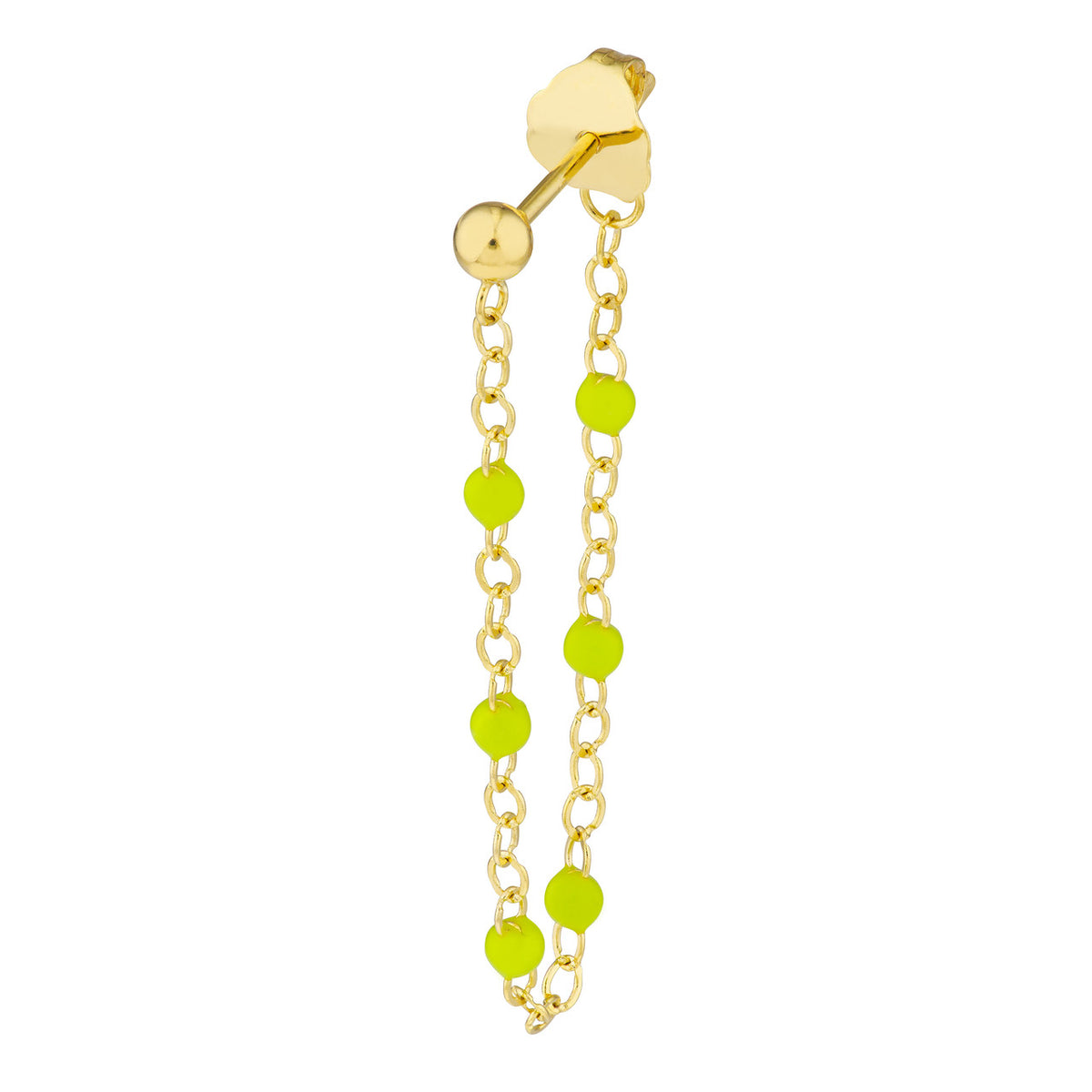 Enamel Bead Chain Drop Earrings - Various Colors