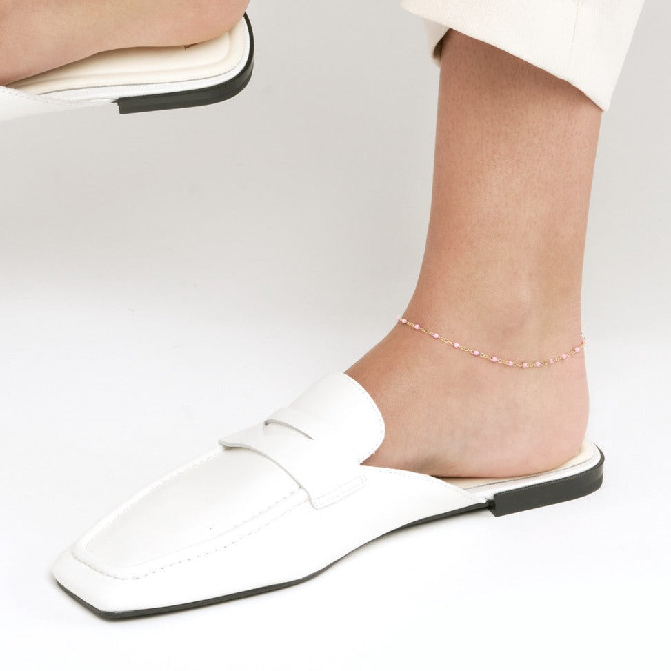 Enamel Bead Piatto Chain Anklet - Various Colors
