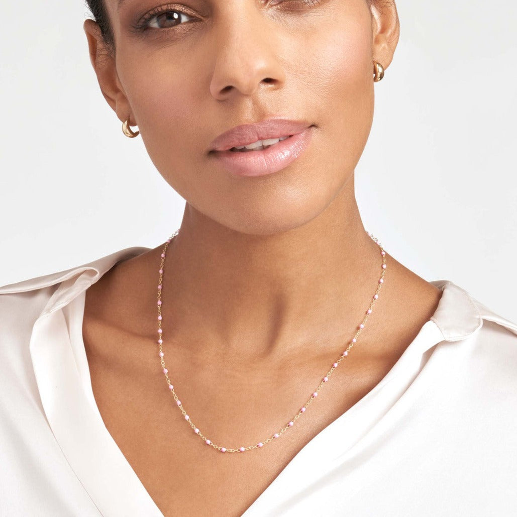 Enamel Bead Piatto Chain Necklace - Various Colors