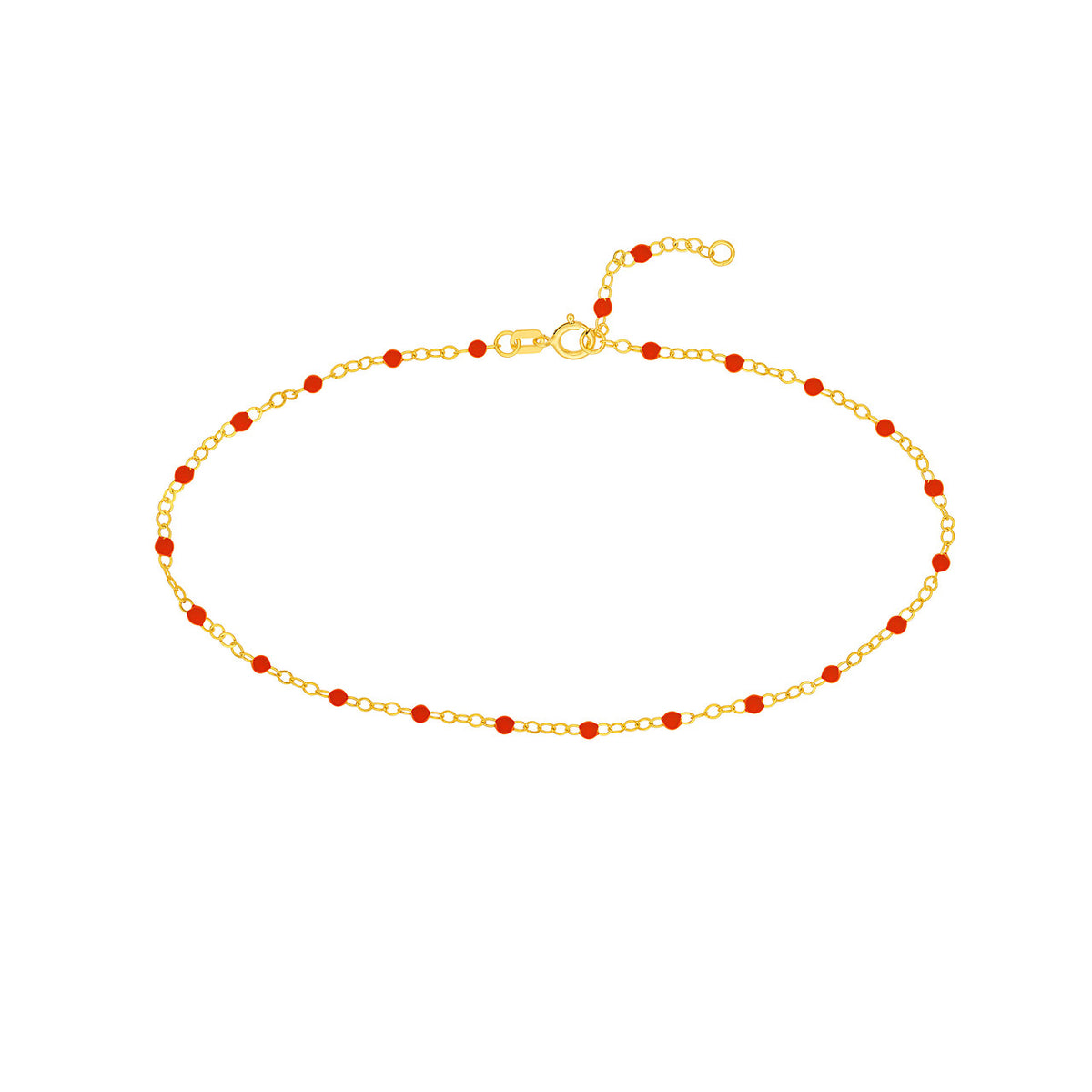 Enamel Bead Piatto Chain Anklet - Various Colors
