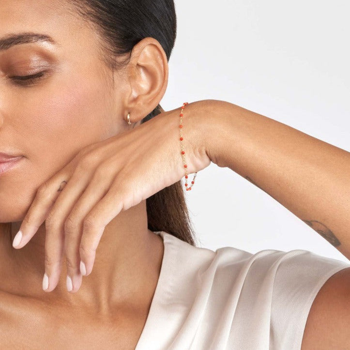 Enamel Bead Piatto Chain Bracelet - Various Colors