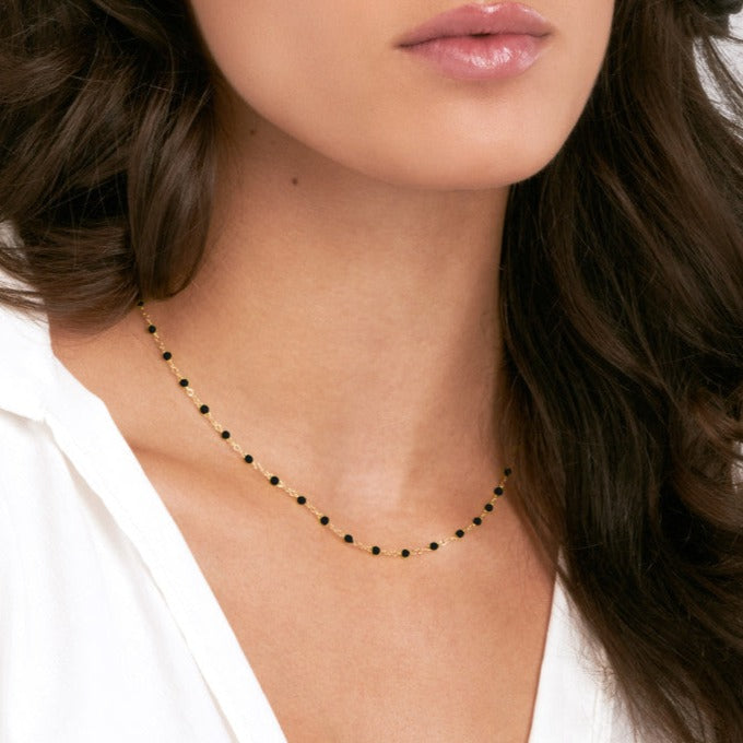 Enamel Bead Piatto Chain Necklace - Various Colors