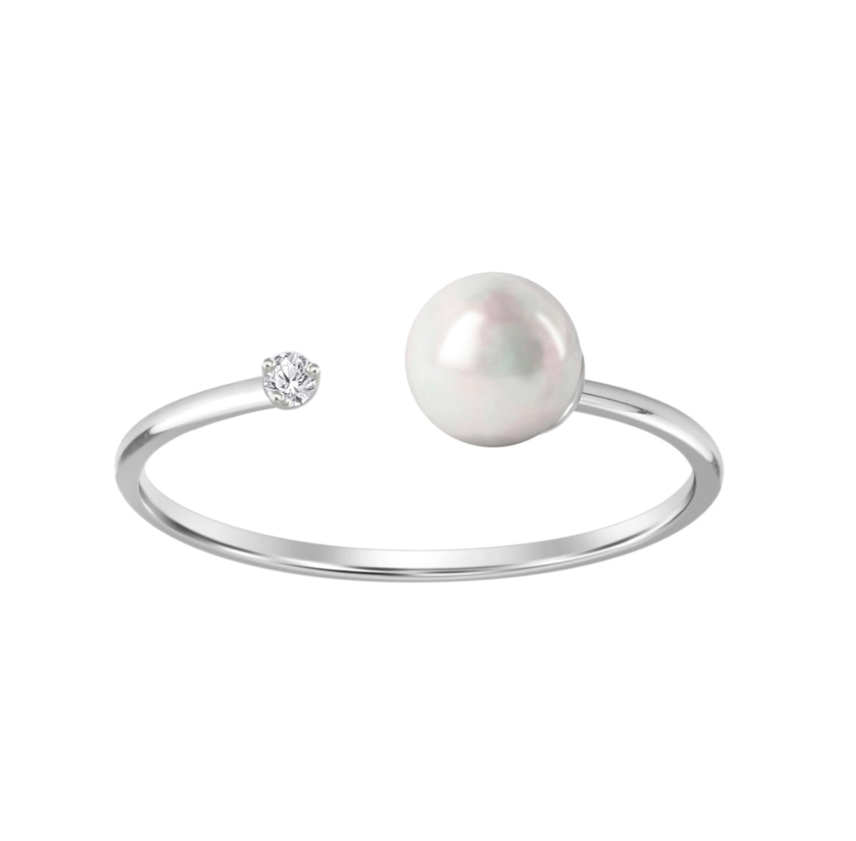 Open Pearl And Diamond Ring