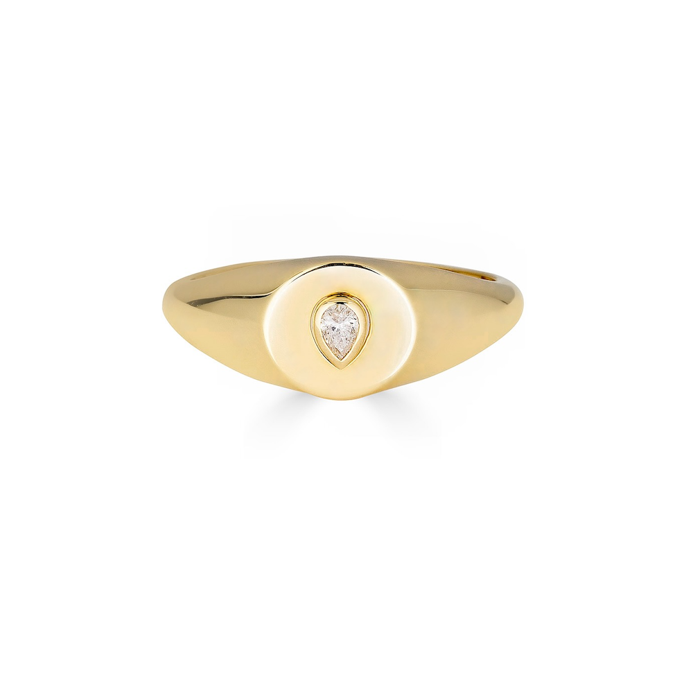 Diamond Pear Drop Signet Ring
