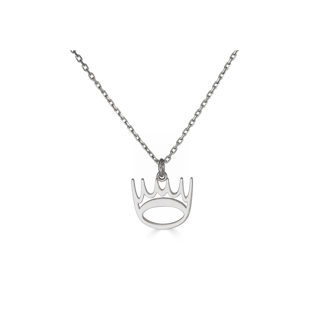 GOLD CROWN PENDANT-Charms & Pendants-For the royal in you! This 14k solid gold crown-shaped pendant hangs from a diamond cut cable link chain. - available in 14k yellow, white and rose gold - triple extendable chain: 14” - 15” - 16” - spring ring clasp - shown on model in yellow gold-Anneaux Jewelry