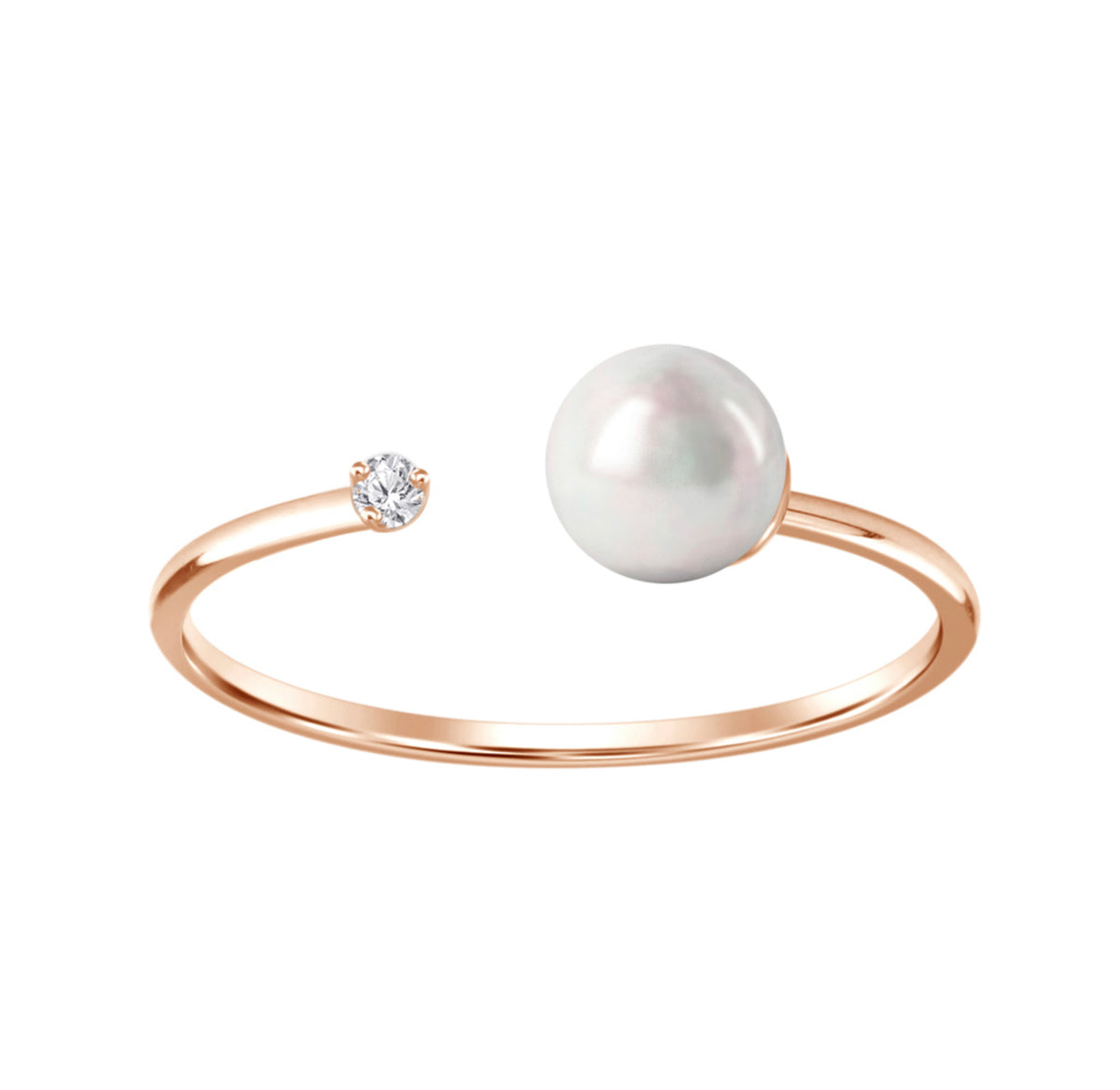 Open Pearl And Diamond Ring