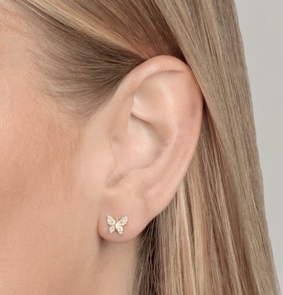 Pave Diamond Butterfly Stud