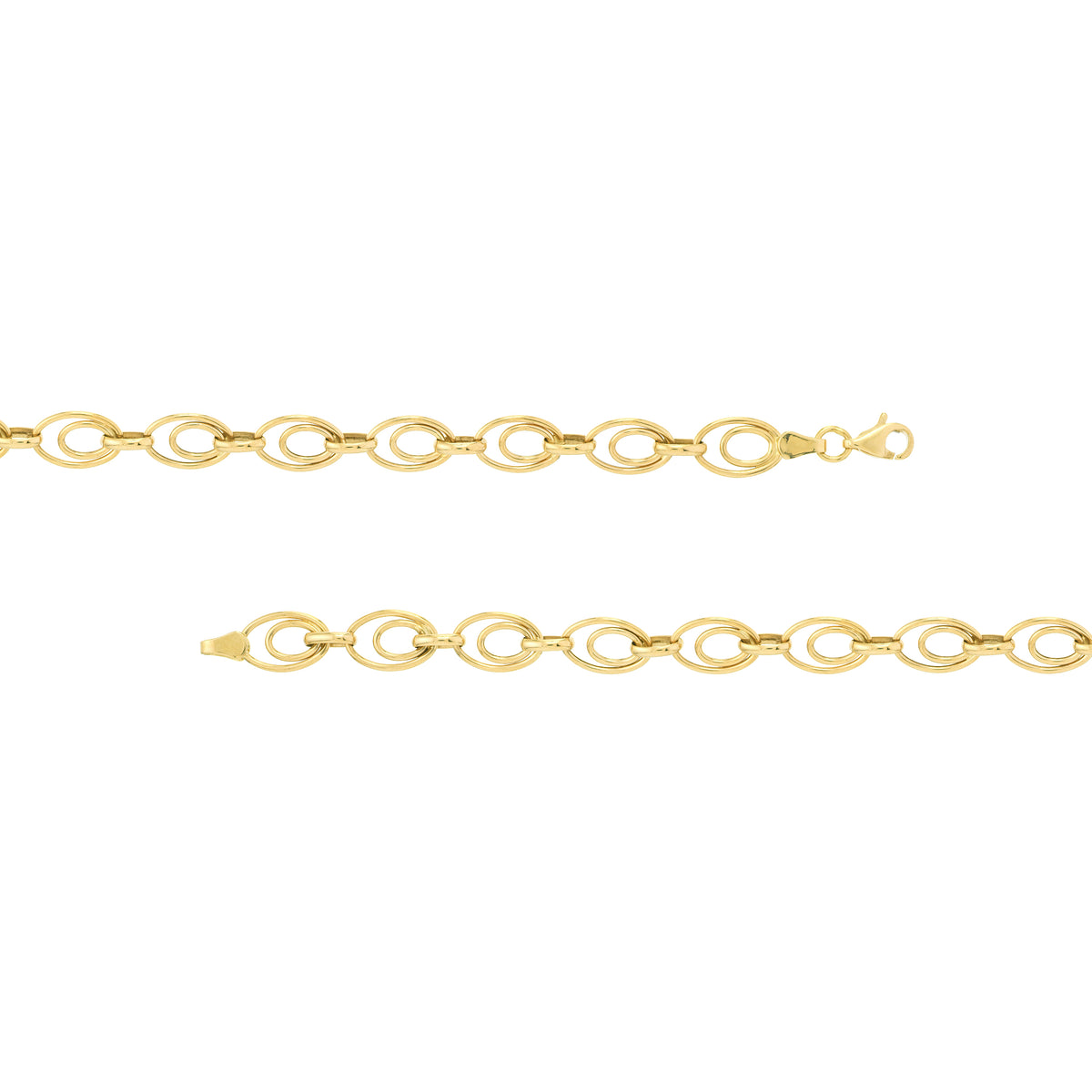 DOUBLE OVAL LINK BRACELET-Bracelets-This oval link bracelet is a unique update for an everyday bracelet. Wear it alone or mixed it in with your arm stack. - 14k yellow gold - 7.25” length - lobster clasp-Anneaux Jewelry